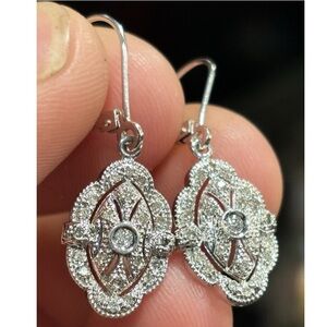 Affinity 14kt Solid White Gold Genuine
Diamond Oval Dangle QVC
earrings